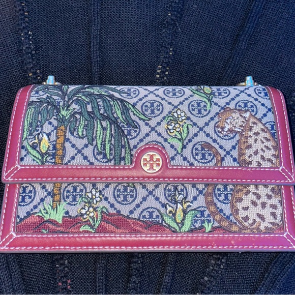 Tory Burch Handbags - Tory Burch T monogram jacquard embroidered shoulder bag new with tags